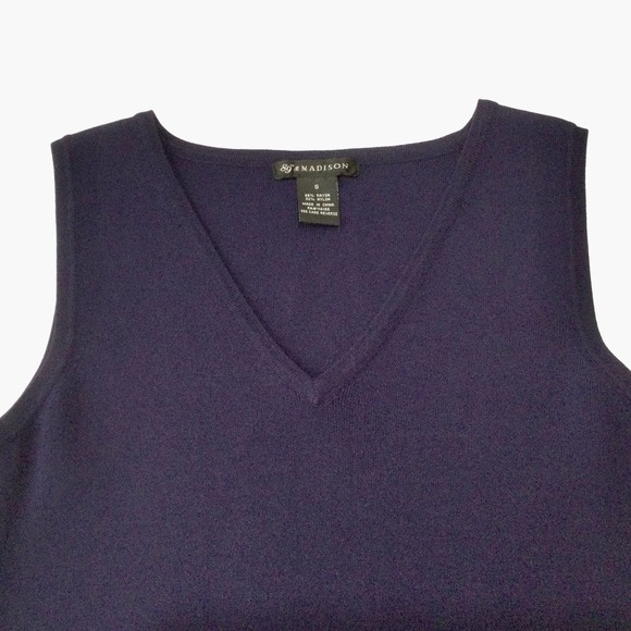 Sleeveless V-Neck Shell Knit Tank Top 89th & MADISON Blue S NWOT - Picture 6 of 7